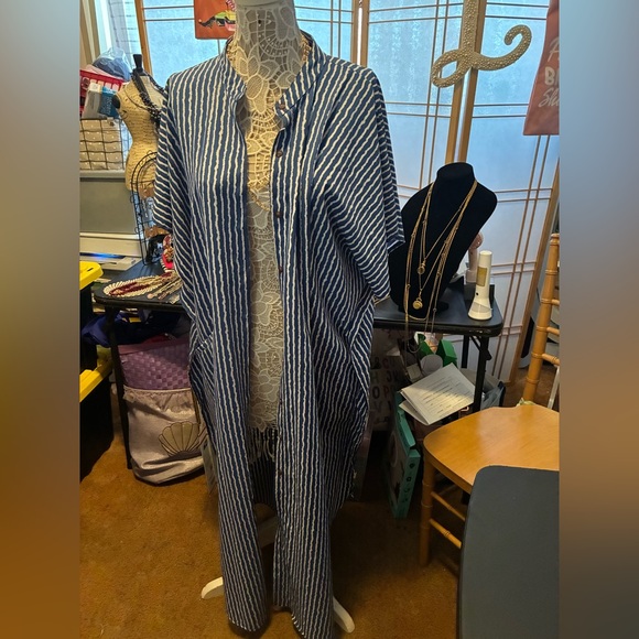 Other - Blue and White Striped Kimono